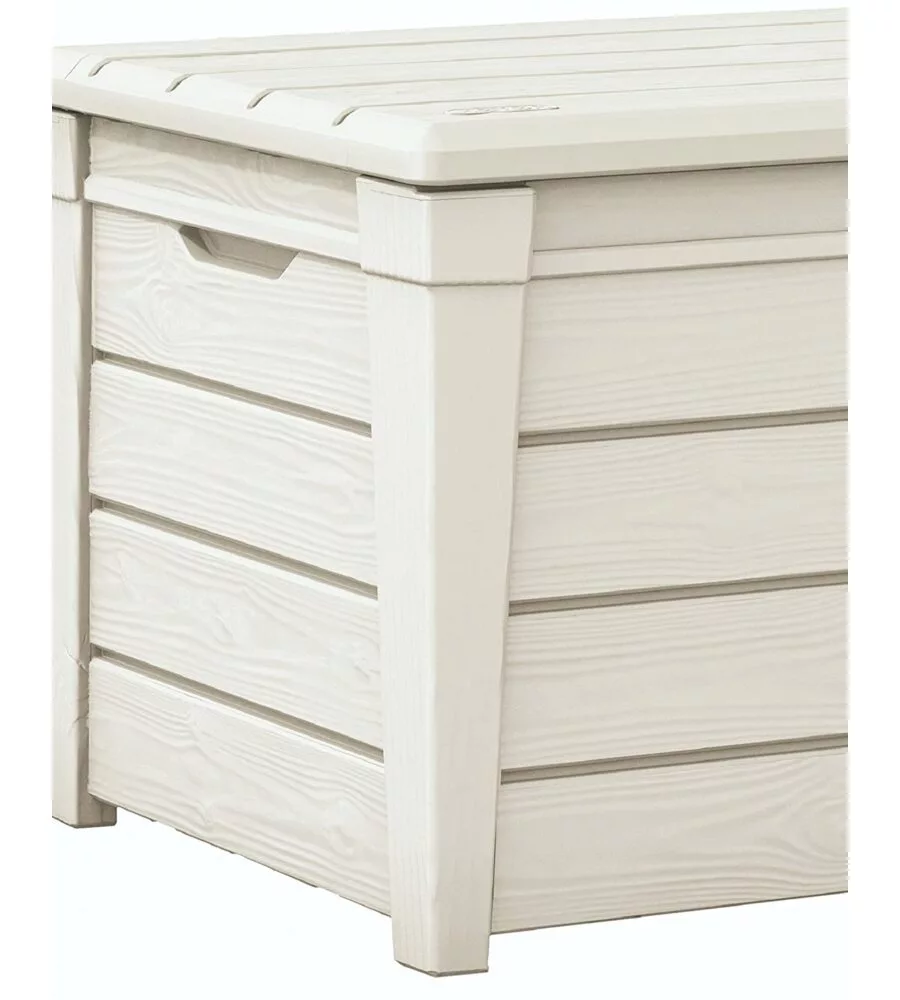 Baule keter "brightwood pool box" in resina bianco, 145x69,7x60,3 cm